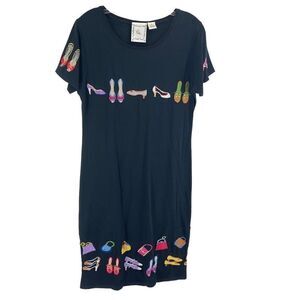 Michael Simon Vintage Embroidered Dress Shoes Bags Short Sleeve Black purses Sma